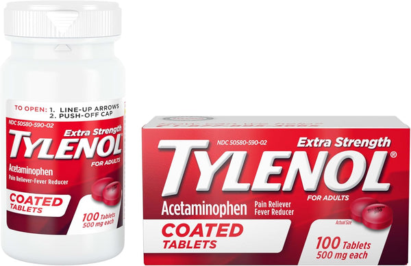 Tylenol Extra Strength 500 Mg Acetaminophen 100 Tabletas