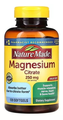 Citrato De Magnesio 250 Mg Nature Made 120 Capsulas Blandas